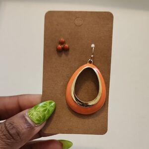 Orange Teardrop Hoop Earrings - Women Jewelry
